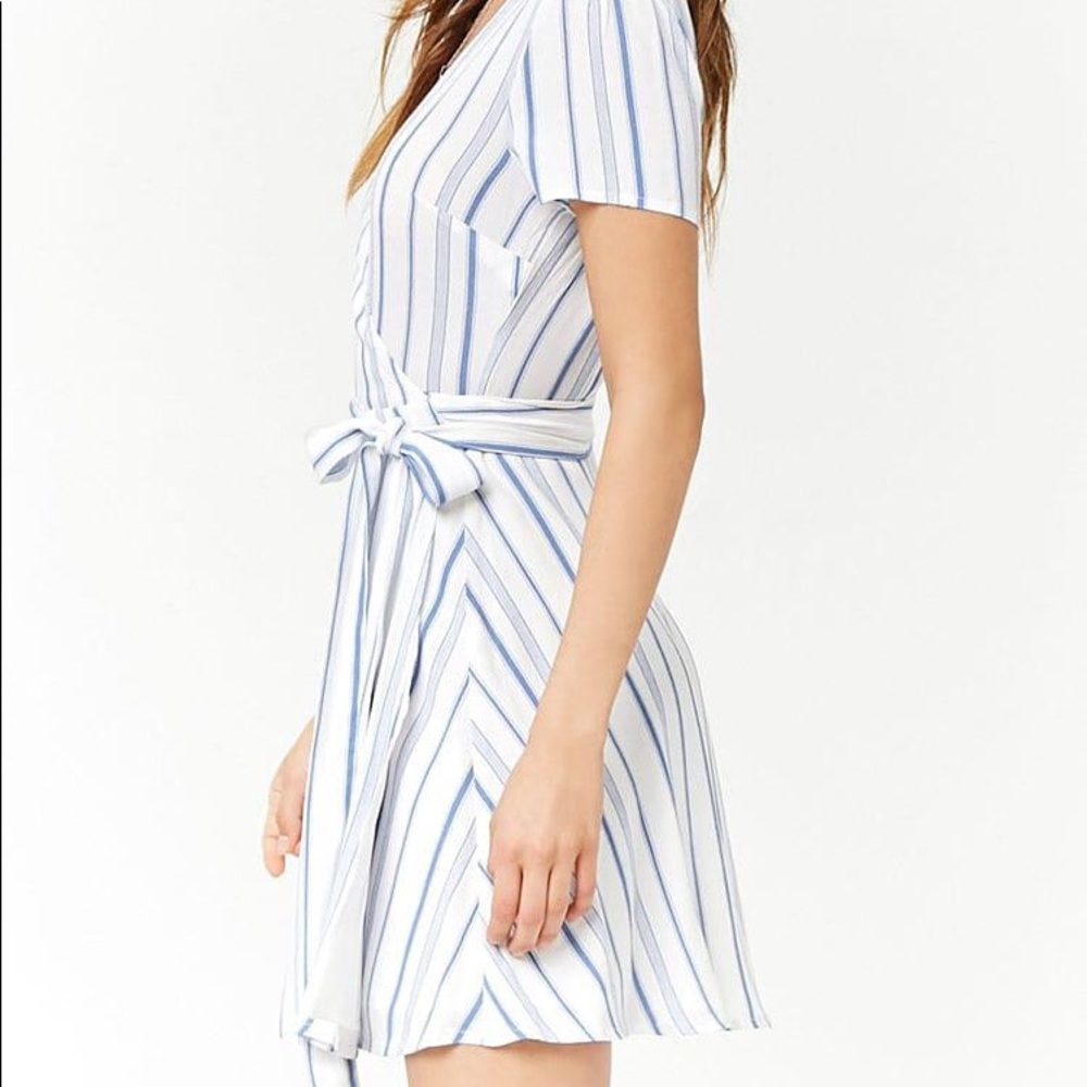 Forever 21 Blue Pinstripe Wrap Dress